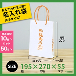 【名入れ紙袋】【送料無料】 オリジナル手提げ袋 [B5サイズ][社名印刷][ワンポイント印刷]